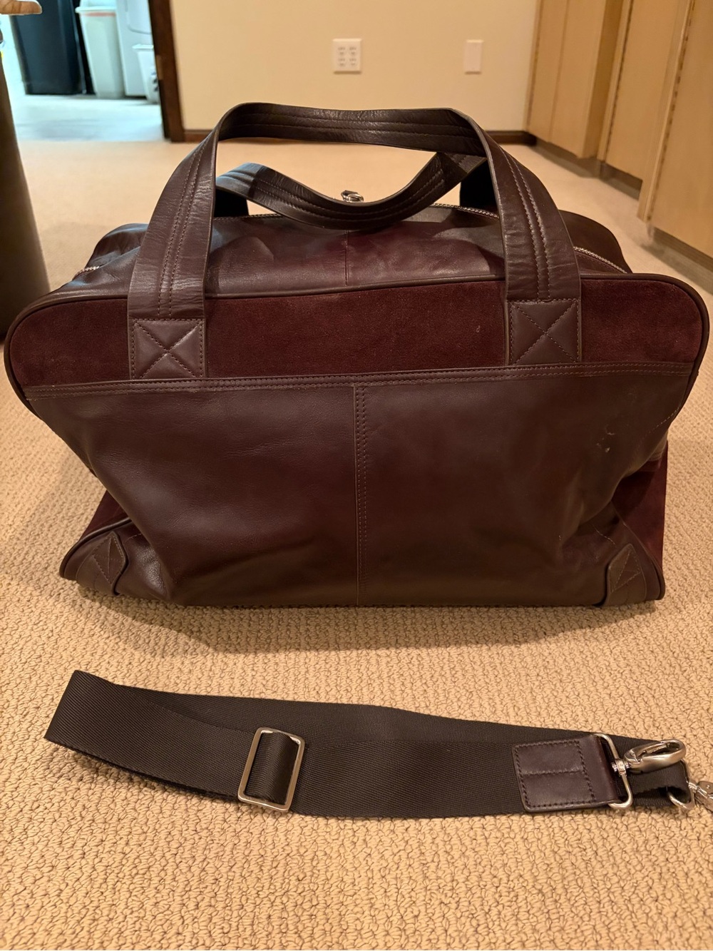 Fossil Brown Leather and Suede Weekender Bag - Picture 4 of 11